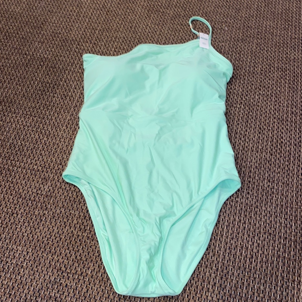 NWT Aerie One Piece One Shoulder Lime Green Swimwear Sz L long